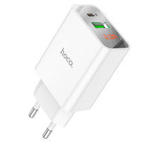 Мережевий зарядний пристрій HOCO C100A PD20W+QC3.0 charger with digital display White (6931474769800)