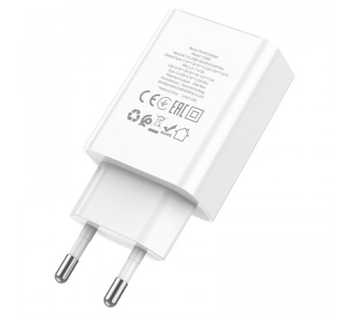 Мережевий зарядний пристрій HOCO C100A PD20W+QC3.0 charger with digital display White (6931474769800)