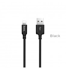 Кабель HOCO X14 USB to iP 2A, 2m, nylon, алюминиевые подключения, Black (6957531062882)