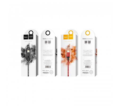 Кабель HOCO X14 USB to iP 2A, 2m, nylon, aluminum connectors, Black (6957531062882)