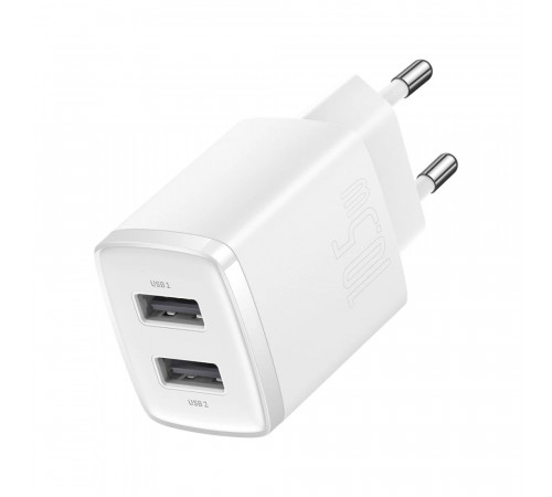 Мережевий зарядний пристрій Baseus Compact Charger 2U 10.5W EU White (CCXJ010202)