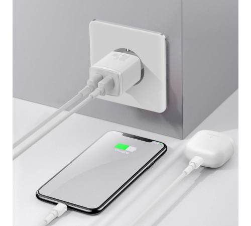 Мережевий зарядний пристрій Baseus Compact Charger 2U 10.5W EU White (CCXJ010202)