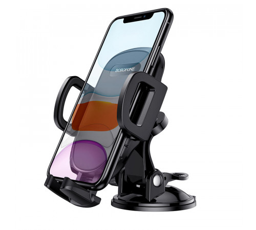 Автотримач для телефона BOROFONE BH37 Route push type suction cup car holder Black (6931474738486)