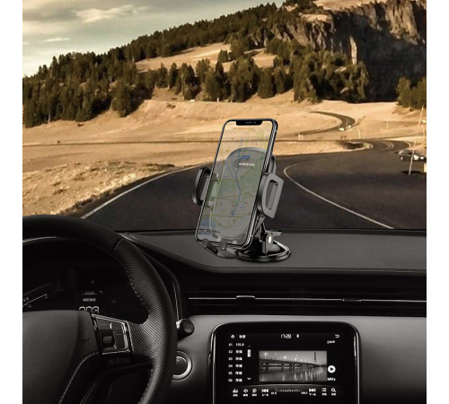Автотримач для телефона BOROFONE BH37 Route push type suction cup car holder Black (6931474738486)