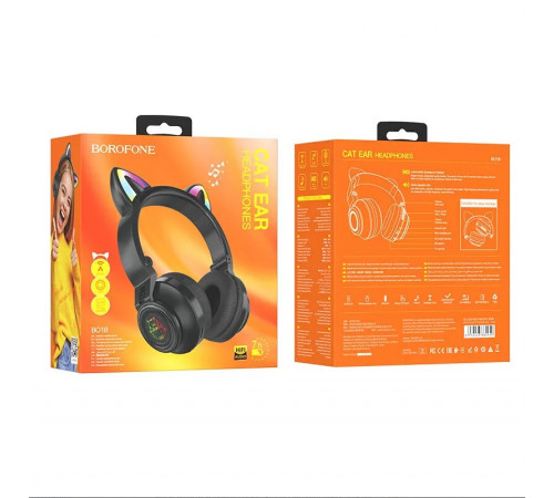 Бездротові накладні навушники BOROFONE BO18 Cat ear BT headphones Black (6974443384949)