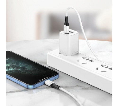 Кабель BOROFONE BX79 USB to iP 2.4A, 1m, silicone, silicone connectors, White (6974443384758)