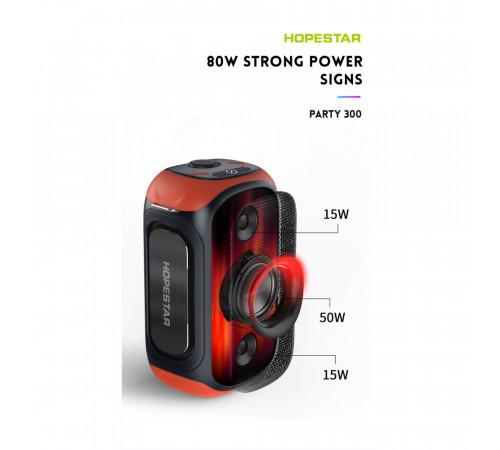 УЦІНКА Колонка HOPESTAR Party 300 з мікрофоном (37,4*17,6*26,0 см) (під ремонт)