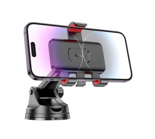 Автотримач для телефона HOCO H22 Dragon automatic clamping car holder(center console) Red Black (6942007605656)