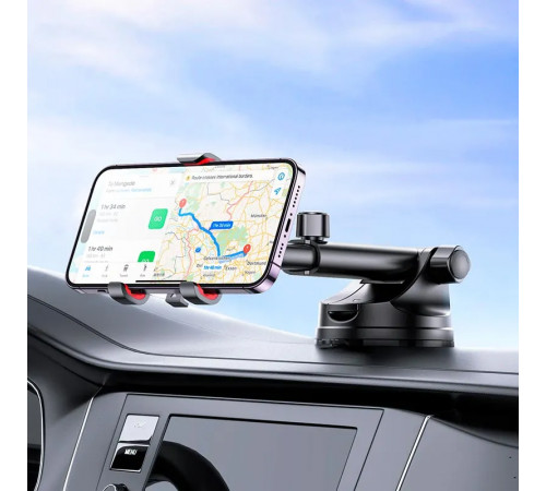 Автотримач для телефона HOCO H22 Dragon automatic clamping car holder(center console) Red Black (6942007605656)