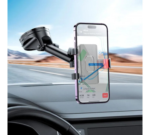 Автотримач для телефона HOCO H22 Dragon automatic clamping car holder(center console) Red Black (6942007605656)