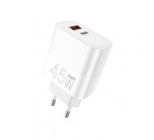 Мережевий зарядний пристрій WUW-C209 45W PD USB-C + USB QC3.0 18W white (WUW-C209)
