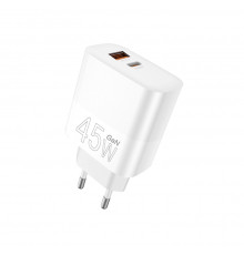 Мережевий зарядний пристрій WUW-C209 45W PD USB-C + USB QC3.0 18W white (WUW-C209)