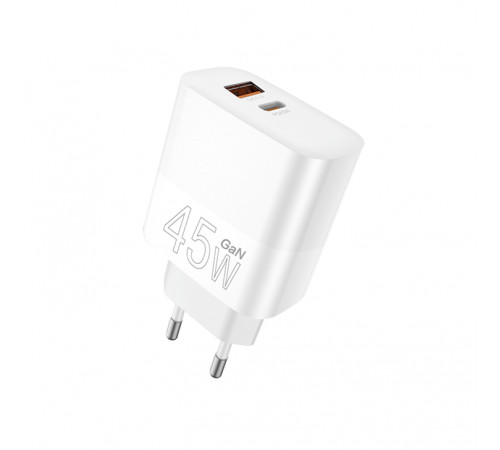 Мережевий зарядний пристрій WUW-C209 45W PD USB-C + USB QC3.0 18W white (WUW-C209)