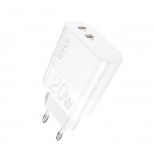 Мережевий зарядний пристрій WUW-C193 PD20W Charger USB C + USB C white (6972573336616)