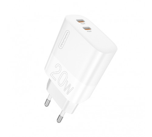 Мережевий зарядний пристрій WUW-C193 PD20W Charger USB C + USB C white (6972573336616)