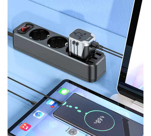 УЗП HOCO AC5 Level dual port universal conversion charger Black (6931474778284)