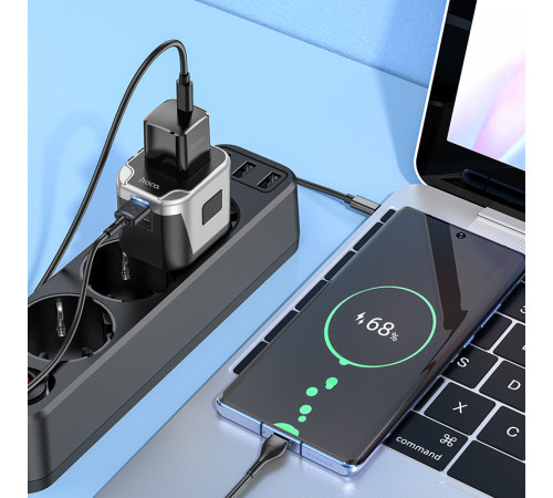 УЗП HOCO AC5 Level dual port universal conversion charger Black (6931474778284)