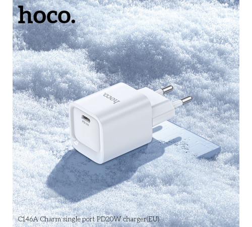 Мережевий зарядний пристрій HOCO C146A Charm single port PD20W charger (EU) White (6942007630245)
