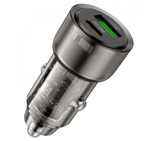 Автомобільний зарядний пристрій HOCO Z52 Spacious PD38W (1C1A) car charger Transparent Black (6942007601740)