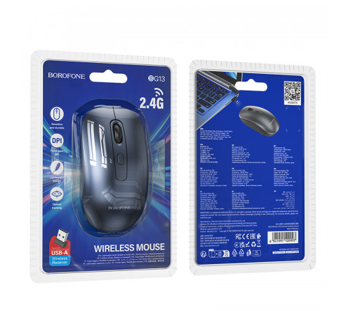 Маніпулятор миша BOROFONE BG13 Winner 2.4G business wireless mouse Black Metal Gray (6941991109997)