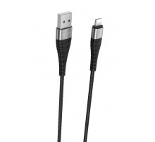 Кабель BOROFONE BX32 USB to iP 2.4A, 1m, nylon, aluminum+TPE connectors, Black (6931474710413)