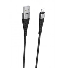 Кабель BOROFONE BX32 USB to iP 2.4A, 1m, nylon, aluminum+TPE connectors, Black (6931474710413)