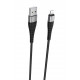 Кабель BOROFONE BX32 USB to iP 2.4A, 1m, nylon, aluminum+TPE connectors, Black (6931474710413)