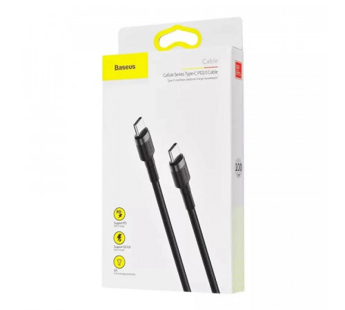 Кабель Baseus Cafule PD2.0 60W flash charging USB Type-C-Type-C (20V 3A)1M Grey+Black (CATKLF-GG1)