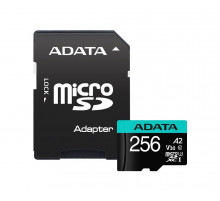 Карта пам'яті microSDXC (UHS-1 U3) A-DATA Premier Pro 256Gb Class 10 V30S A2 (R-100Mb/s W85Mb/s) (adapter SD) (AUSDX256GUI3V30SA2-RA1)