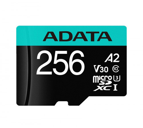 Карта пам'яті microSDXC (UHS-1 U3) A-DATA Premier Pro 256Gb Class 10 V30S A2 (R-100Mb/s W85Mb/s) (adapter SD) (AUSDX256GUI3V30SA2-RA1)