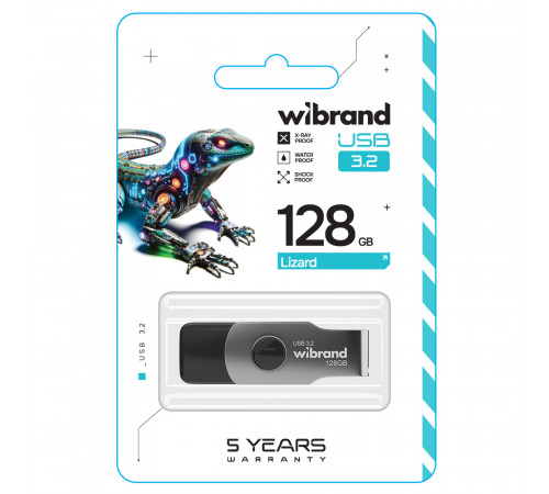 Флеш-накопичувач Wibrand USB 3.2 Gen1 Lizard 128GB Black (WI3.2/LI128P9B)
