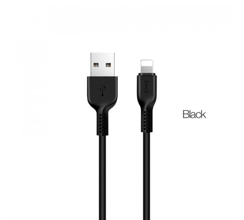 Кабель HOCO X20 USB to iP 2.4A, 1m, PVC, TPE connectors, Black (6957531068808)