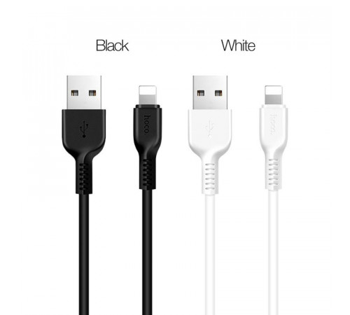Кабель HOCO X20 USB to iP 2.4A, 1m, PVC, TPE connectors, Black (6957531068808)