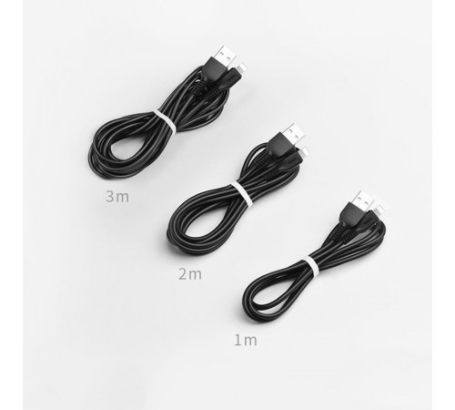 Кабель HOCO X20 USB to iP 2.4A, 1m, PVC, TPE connectors, Black (6957531068808)