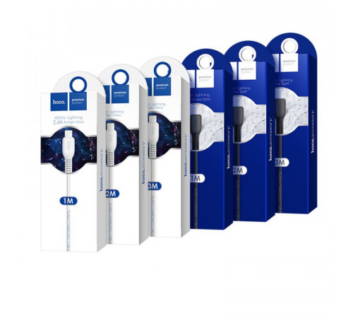 Кабель HOCO X20 USB to iP 2.4A, 1m, PVC, TPE connectors, Black (6957531068808)