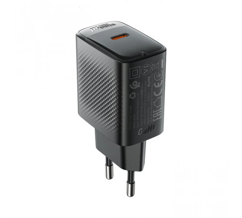 Мережевий зарядний пристрій ACEFAST A104 PD25W GaN single USB-C charger Black (6974316283355)