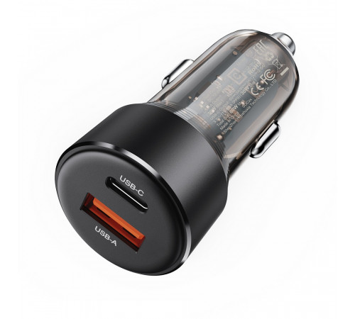 Автомобільний зарядний пристрій ACEFAST B12 60W (USB-A+USB-C) dual-port car charger Black (6974316282914)