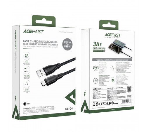 Кабель ACEFAST C8-04 USB-A to USB-C charging data cable 1.2 м Black (6974316282693)