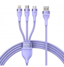 Кабель Baseus Flash Series Ⅱ Один-двумя тремя Fast Charging Data Cable USB M+L+C 66W 1.2m Purple (CASS040005)