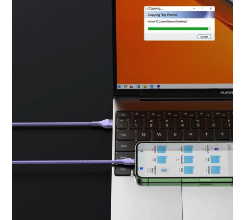 Кабель Baseus Flash Series Ⅱ One-for-three Fast Charging Data Cable USB to M+L+C 66W 1.2m Purple (CASS040005)