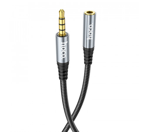 Аудiокабель HOCO UPA20 3.5mm male to 3.5mm female, nylon braid, 1m, Metal Gray (6931474762153)