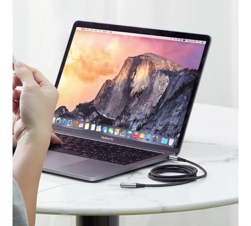 Аудiокабель HOCO UPA20 3.5mm male to 3.5mm female, nylon braid, 1m, Metal Gray (6931474762153)