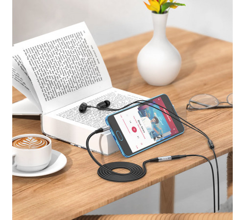 Аудiокабель HOCO UPA20 3.5mm male to 3.5mm female, nylon braid, 1m, Metal Gray (6931474762153)