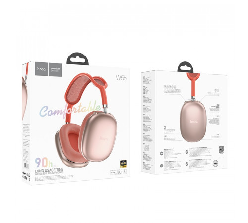 Бездротові накладні навушники HOCO W55 Pleasing BT headphones Pink (6942007632713)