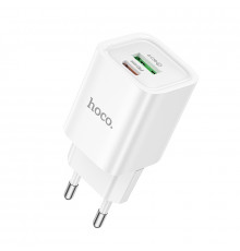 Мережевий зарядний пристрій HOCO C149A Charm PD30W+QC3.0 charger (EU) White (6942007630337)