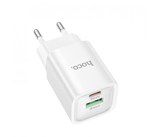 Мережевий зарядний пристрій HOCO C149A Charm PD30W+QC3.0 charger (EU) White (6942007630337)