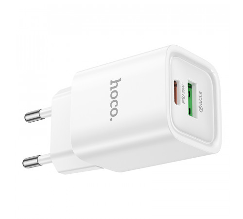 Мережевий зарядний пристрій HOCO C149A Charm PD30W+QC3.0 charger (EU) White (6942007630337)