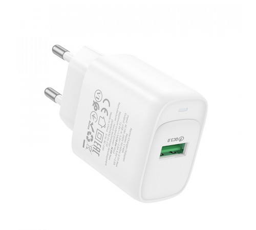 Мережевий зарядний пристрій HOCO C140A Smart single port QC3.0 charger (EU) White (6942007627795)