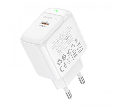 Мережевий зарядний пристрій BOROFONE BAS43A Potential single-port PD20W charger(EU) White (6941991113819)