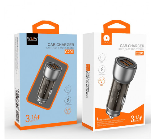Автомобільний зарядний пристрій WUW-C201 2USB 3.1A black (6972573336814)